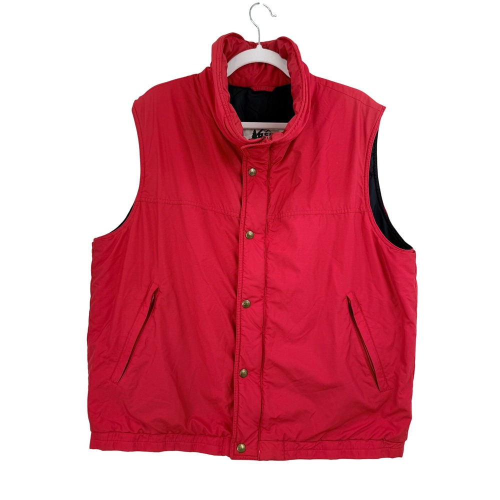 VTG REI Puffer Vest Thermolite Insulated Full Zip Snap Front Red Men LARGE 80s
